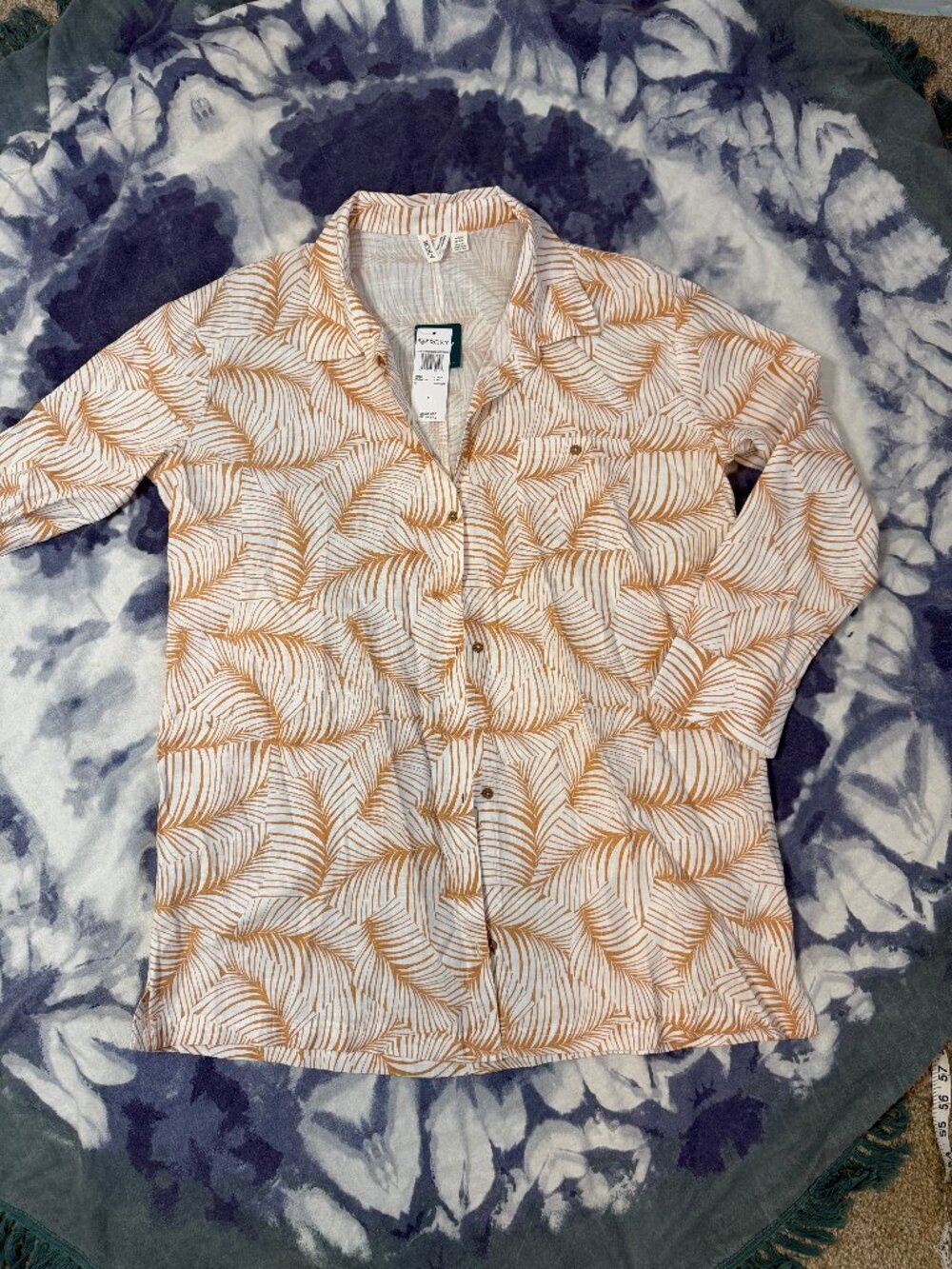 Roxy Printed Easy Relax Shirt Dress Toast Palm Tree Size XL NWT
